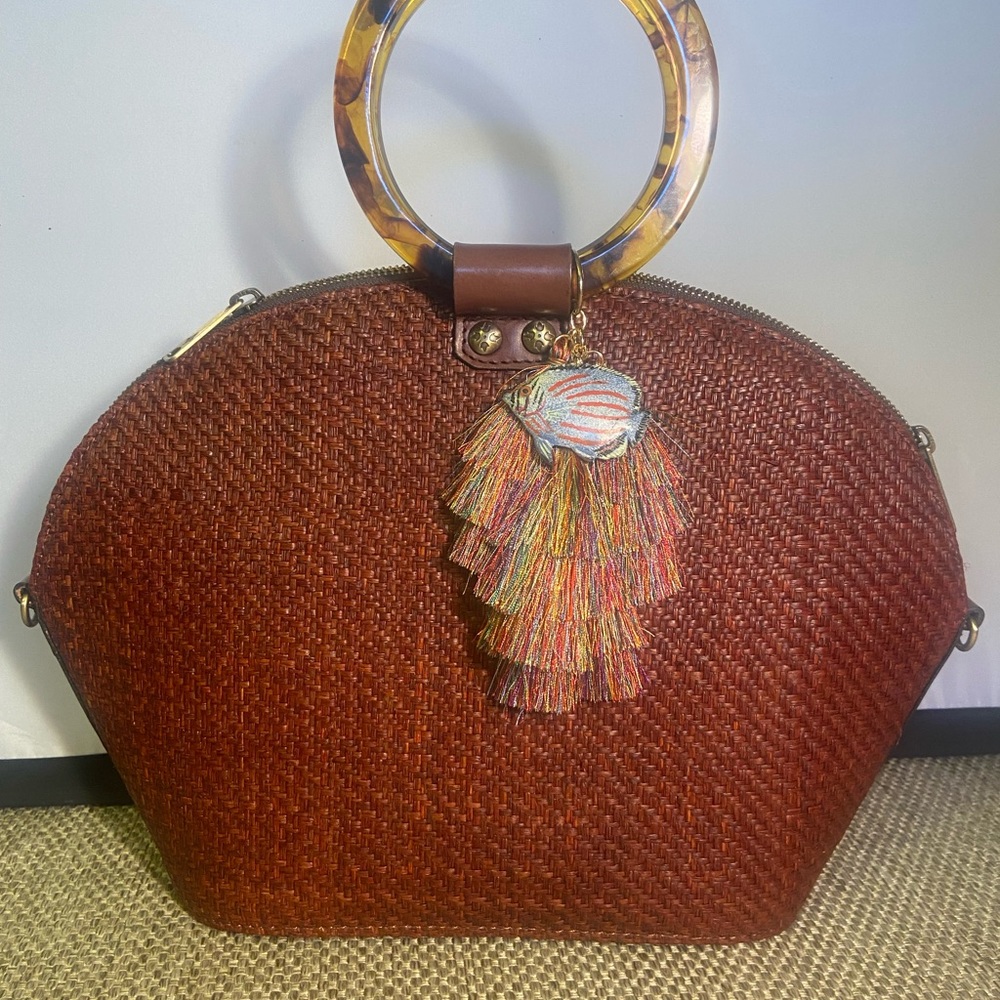 PATRICIA NASH Meldola Woven Rattan Domed Satchel
